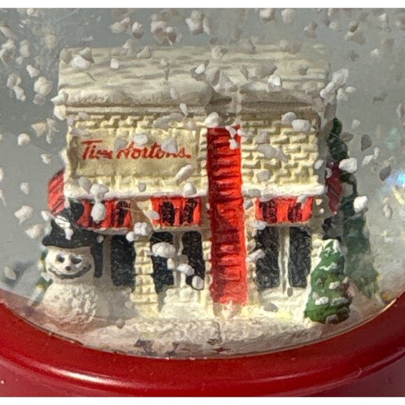 Tim Hortons Mini Snow Globe Ornament With Red Base 2015 - Picture 2 of 5